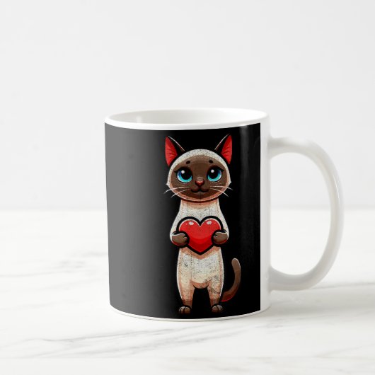 Siamese Cat Valentines Heart Lover Funny Boys Girl Kaffeetasse (Rechts)
