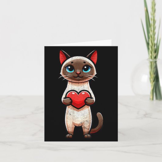 Siamese Cat Valentines Heart Lover Funny Boys Girl Karte (Vorderseite)