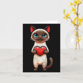 Siamese Cat Valentines Heart Lover Funny Boys Girl Karte (Gelbe Blume)