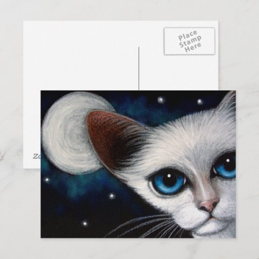 SIAMESE CAT & VOLLMOON Postkarte (Vorne/Hinten)