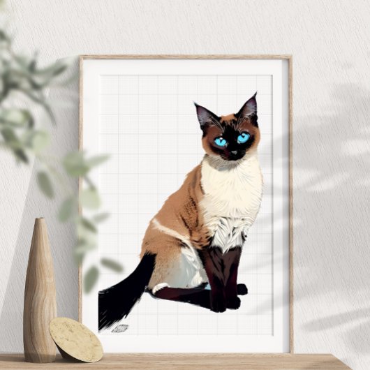 Siamese Cat Wall Art Electric Blue-Mit Augen Cat L Poster