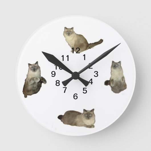 Siamese Cat Wall Clock Runde Wanduhr (Vorderseite)