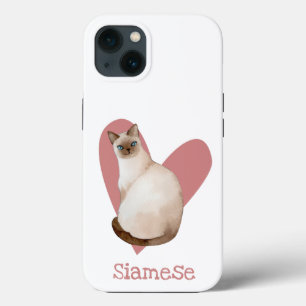 Siamese Cat Watercolor Kitty Pink Heart Case-Mate iPhone Hülle