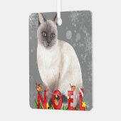 Siamese Cat Watercolor Ornament Aus Metall (Vorderseite links)