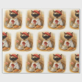 Siamese Cat with Breakfast Geschenkpapier (Flach)