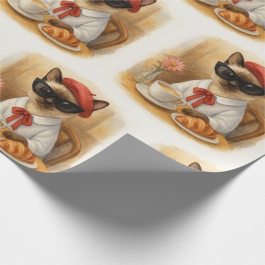 Siamese Cat with Breakfast Geschenkpapier (Ecke)