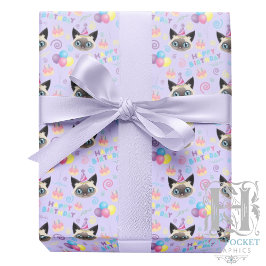 Siamese Cat Wrapping Paper in Purple Geschenkpapier