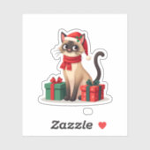Siamese Cat Xmas Holiday Santa Siamese Cat Christa Aufkleber (Blatt)