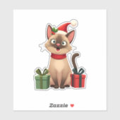 Siamese Cat Xmas Holiday Santa Siamese Cat Christa Aufkleber (Blatt)
