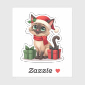 Siamese Cat Xmas Holiday Santa Siamese Cat Christa Aufkleber (Blatt)