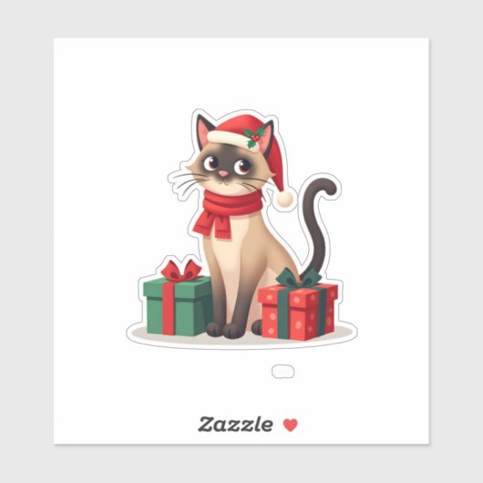 Siamese Cat Xmas Holiday Santa Siamese Cat Christa Aufkleber (Blatt)