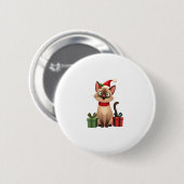 Siamese Cat Xmas Holiday Santa Siamese Cat Christa Button (Vorne & Hinten)