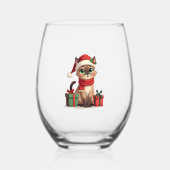 Siamese Cat Xmas Holiday Santa Siamese Cat Christm Weinglas Ohne Stiel (Vorderseite)