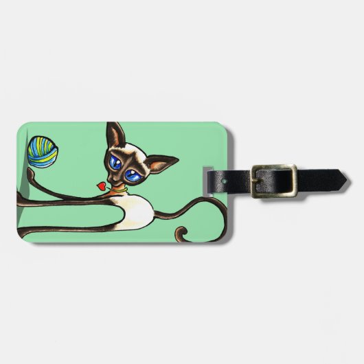 Siamese Cat Yarn Diief Gepäckanhänger (Vorderseite horizontal)