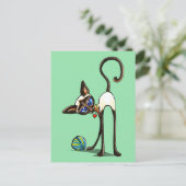 Siamese Cat Yarn Diief Postkarte (Stehend Vorderseite)