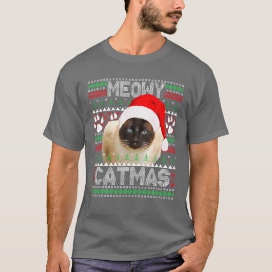 Siamese Cat Zeichnend Funny Gift T-Shirt (Vorderseite)