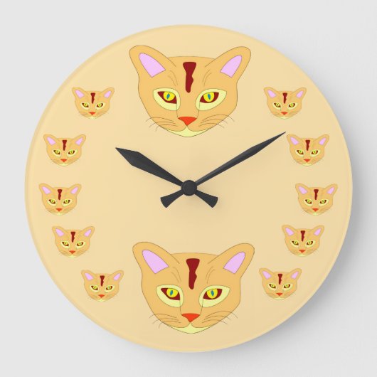 Siamese Cats Art Round Clock for Cat Lovers Große Wanduhr (Vorderseite)