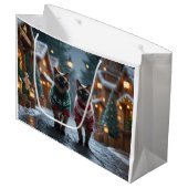 Siamese Cats Christmas Snow Holiday Große Geschenktüte (Vorderseite Schrägansicht)