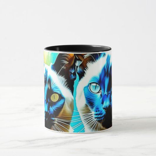 Siamese Cats Einzigartige Kunst Tasse (Zentrum)