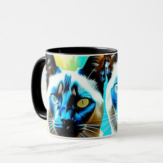 Siamese Cats Einzigartige Kunst Tasse (Vorderseite Links)