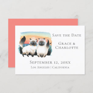 Siamese Cats Gay Lesbian Couple Save the Date Einladung