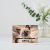 Siamese Cats Heaven Cattery Customizable Business  Visitenkarte (Stehend Vorderseite)