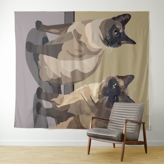 Siamese Cats Tapestry Wandteppich (Beispiel (Horizontal))