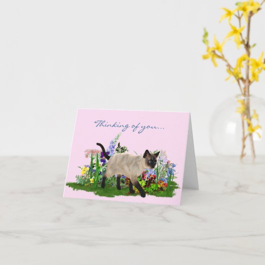 Siamese Chat Note Card Karte (Gelbe Blume)