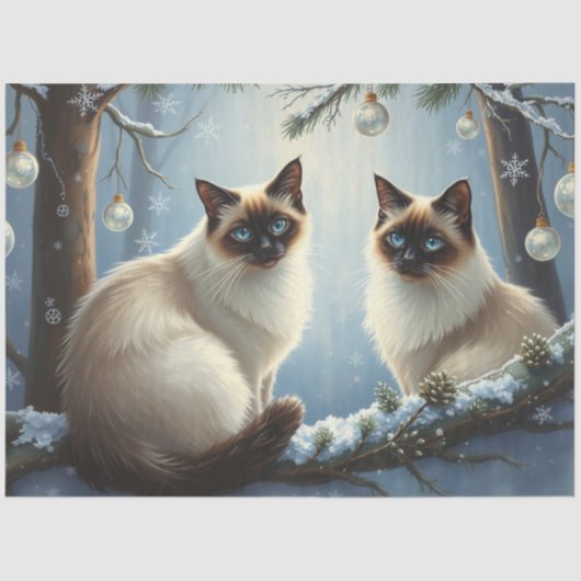 Siamese Christmas Cats Tissue Paper Seidenpapier (Vorderseite)