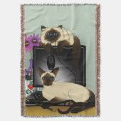 Siamese Computer Cats Mischief Decke (Vorderseite Vertikal)