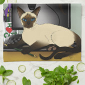 Siamese Computer Cats Mischief Geschirrtuch (Gefaltet)