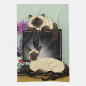 Siamese Computer Cats Mischief Geschirrtuch (Vertikal)