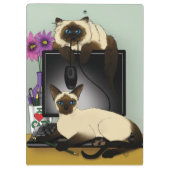 Siamese Computer Cats Mischief Klemmbrett (Rückseite)