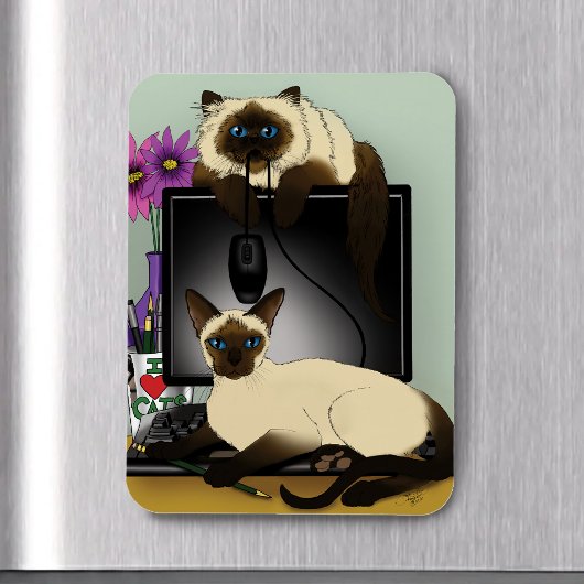 Siamese Computer Cats Mischief Magnet