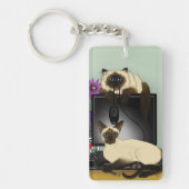 Siamese Computer Cats Mischief Schlüsselanhänger (Vorderseite)