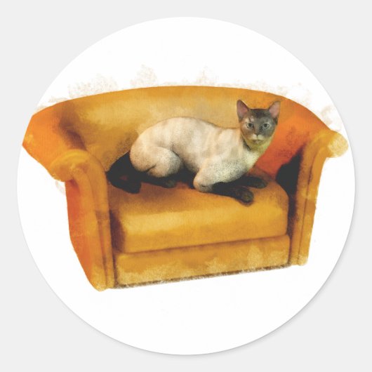 Siamese Couch Cat Runder Aufkleber (Vorderseite)