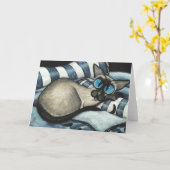 Siamese Designer Blue Karte (Gelbe Blume)