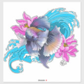 Siamese Fighting Fish Floral Aufkleber (Blatt)