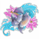 Siamese Fighting Fish Floral Aufkleber (Vorderseite)