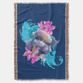 Siamese Fighting Fish Floral Decke (Vorderseite Vertikal)