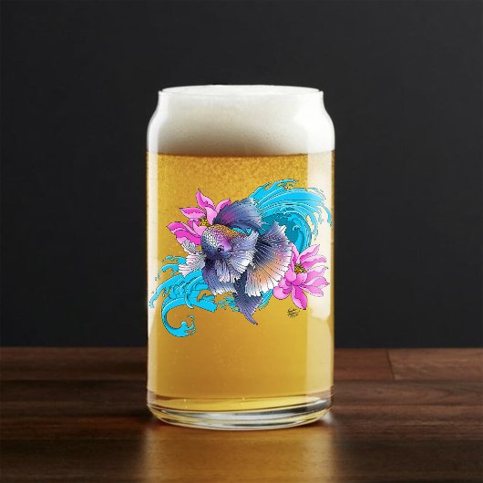 Siamese Fighting Fish Floral Dosenglas