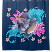 Siamese Fighting Fish Floral Duschvorhang (Vorderseite)