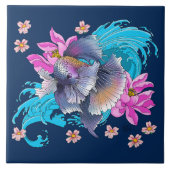 Siamese Fighting Fish Floral Fliese (Vorderseite)