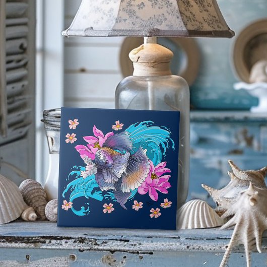 Siamese Fighting Fish Floral Fliese