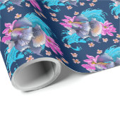 Siamese Fighting Fish Floral Geschenkpapier (Rolleneckpunkt)