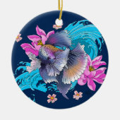 Siamese Fighting Fish Floral Keramik Ornament (Vorne)