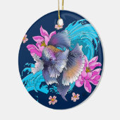 Siamese Fighting Fish Floral Keramik Ornament (Links)