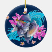Siamese Fighting Fish Floral Keramik Ornament (Hinten)
