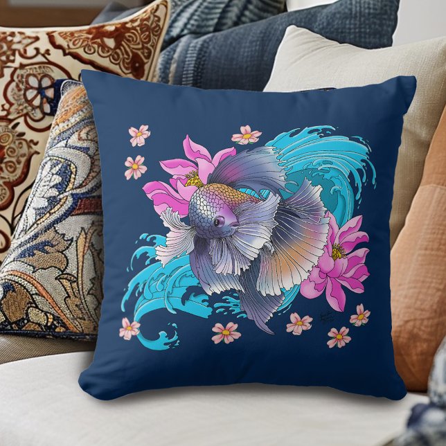 Siamese Fighting Fish Floral Kissen (Von Creator hochgeladen)
