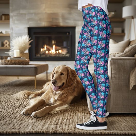 Siamese Fighting Fish Floral Leggings